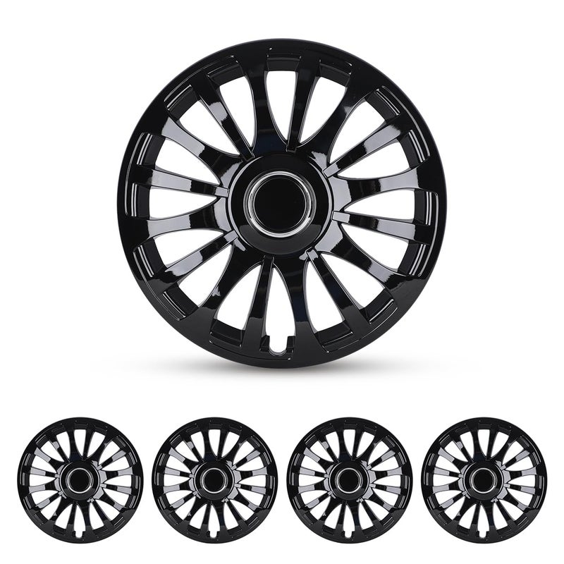 CAROXX 16 Hubcaps Wheel Rim Cover Universal Hub Caps Replacement ABS Material Exterior Accessories for Car Pickup Truck SUV Set of 4 Black Lacquer