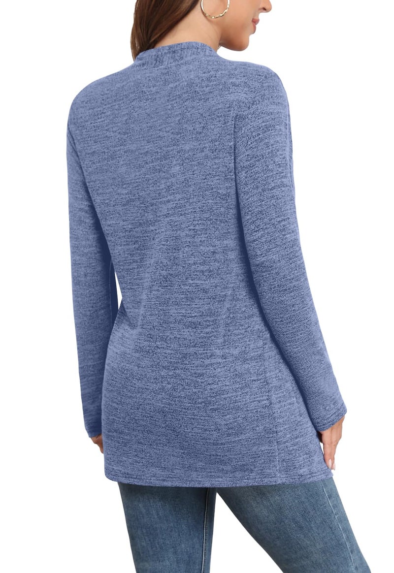 Yincro Womens Lightweight Cardigan Long Sleeve Open Front Casual Sweater Cardigans with Pockets (Navy Blue, XL) - Image 2