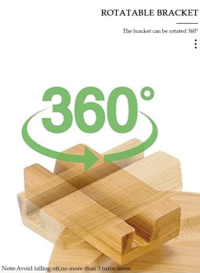 DUNISO صينية أريكة مع حامل دوار للهاتف المحمول، صينية أريكة خشبية من الخيزران، صينية أريكة قابلة للطي ومشبك للأرائك العريضة، طاولة مسند ذراع أريكة غير قابلة للانزلاق كرف حامل مشروبات للأريكة - Image 4