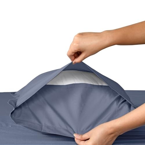 SleepyCat Cotton ?Solid Pillow Case with Envelope Closure - Pack of 2 Count | Coloured with AZO-Free Dyes and Oeko-Tex Certified | Machine Washable, Twilight Blue (Standard Size, 28X18 Inches),200 - Image 2