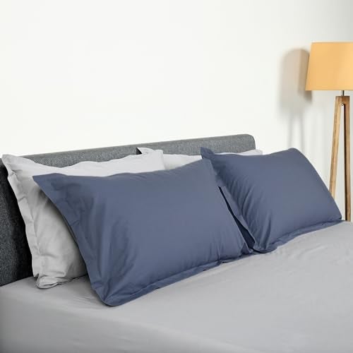 SleepyCat Cotton ?Solid Pillow Case with Envelope Closure - Pack of 2 Count | Coloured with AZO-Free Dyes and Oeko-Tex Certified | Machine Washable, Twilight Blue (Standard Size, 28X18 Inches),200 - Image 3