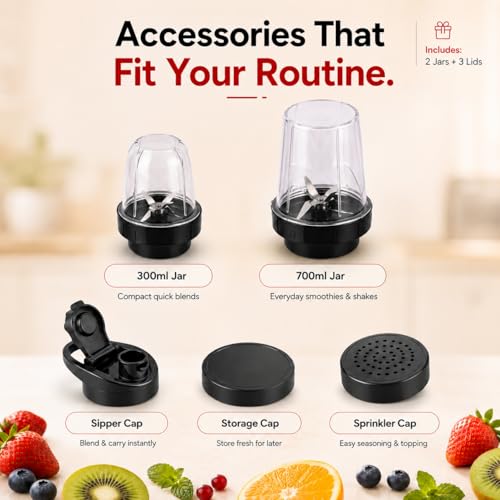 Home Plus Homeplus Prime Nutri Blender 400W 22000RPM (NM-4000) | Personal Smoothie Maker & Multipurpose Blender for Smoothies, Juices, Chutney & Grinding | Compact, Easy Clean, Sharp Blades (Gold) - Image 5