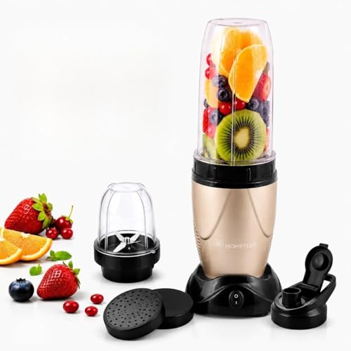 Home Plus Homeplus Prime Nutri Blender 400W 22000RPM (NM-4000) | Personal Smoothie Maker & Multipurpose Blender for Smoothies, Juices, Chutney & Grinding | Compact, Easy Clean, Sharp Blades (Gold) - Image 1