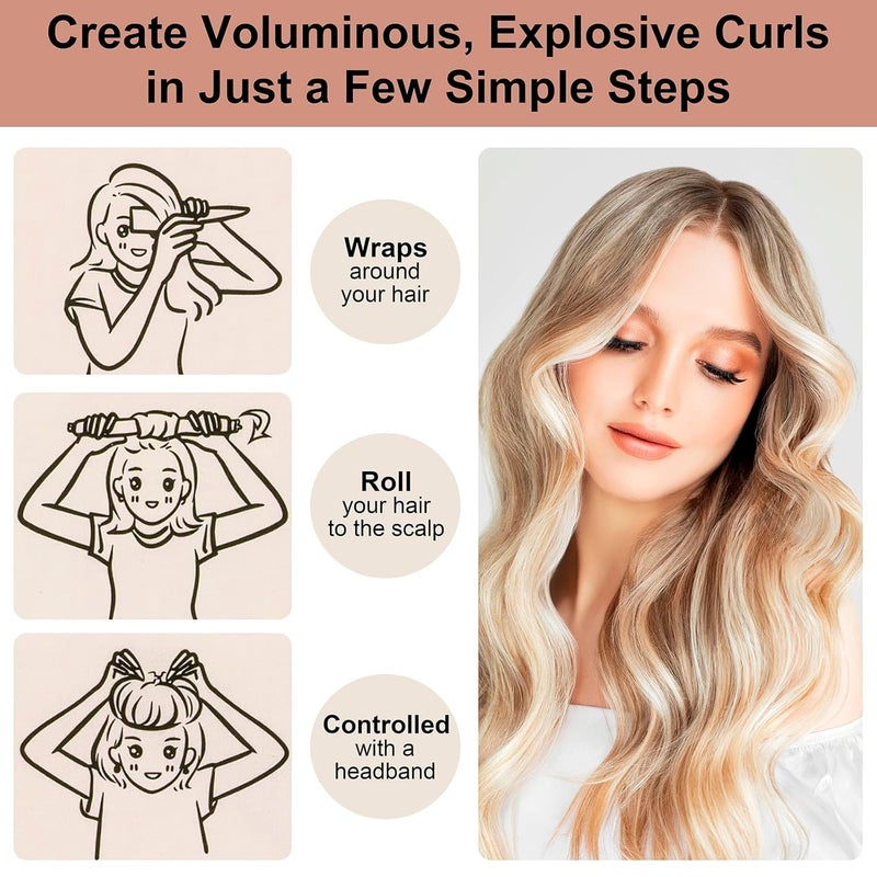 Abhaymart Heatless Curling Rod Headband Heatless Curler No Heat Curls Ribbon with Hair Clips and Scrunchie Sleeping Curls Silk Ribbon Hair Rollers - Image 3
