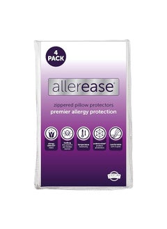 erorex Ultimate Protection And Comfort Temperature Balancing Pillow Protector – Zippered Antimicrobial Allergist Recommended Prevent Collection Of Dust Mites And Allergens King 4 Pack White  - Image 1