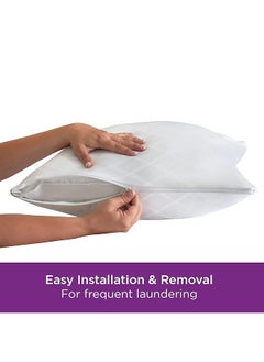 erorex Ultimate Protection And Comfort Temperature Balancing Pillow Protector – Zippered Antimicrobial Allergist Recommended Prevent Collection Of Dust Mites And Allergens King 4 Pack White  - Image 2
