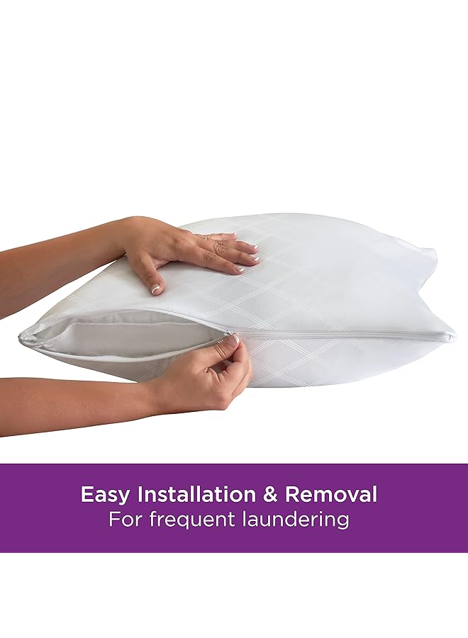 erorex Ultimate Protection And Comfort Temperature Balancing Pillow Protector – Zippered Antimicrobial Allergist Recommended Prevent Collection Of Dust Mites And Allergens King 4 Pack White - Image 2