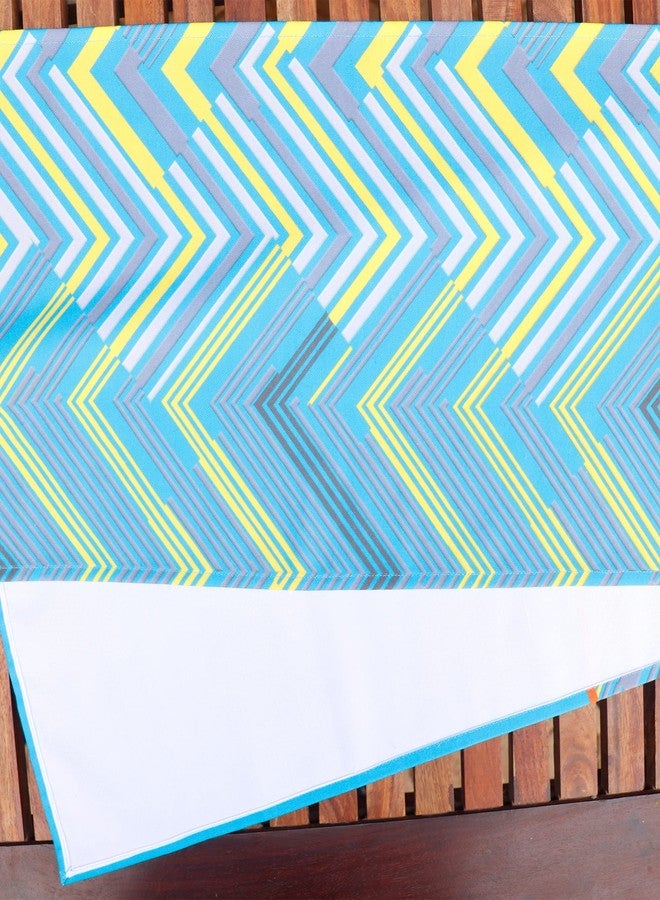 زيبا مفرش طاولة زيبا وورلد، مناسب لأربعة أو ستة أشخاص، مفرش طاولة لغرفة المعيشة أو غرفة الطعام | قماش بولي كانفاس بنقشة شيفرون - أزرق | 30 سم × 210 سم؛ 12 بوصة × 84 بوصة - Image 5