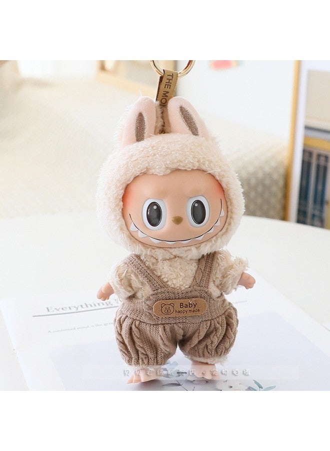 Labubu Doll Clothes 17cm Macaroon Vinyl Doll Labubu Doll Clothes Dress For T-Shirt Jeans-Specifications:Suitable For The First And Second Generation (excluding Baby)-Color:Brown Twist Overalls (doll Not Included)  - Image 1
