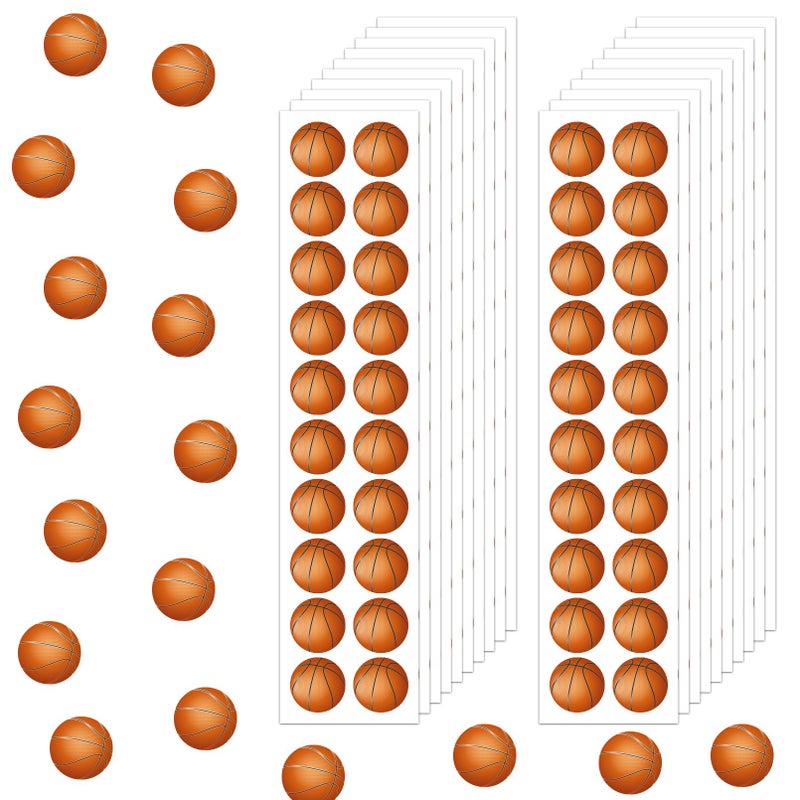 sodknow 400 Pcs Small Basketball Stickers Vinyl Mini Basketball Stickers for Water Bottle Tiny Sports Ball Decals for Kids Boys Basketball Sports Party Favor Supply Reward Planner Calendar Scrapbook DIY Craft - Image 1