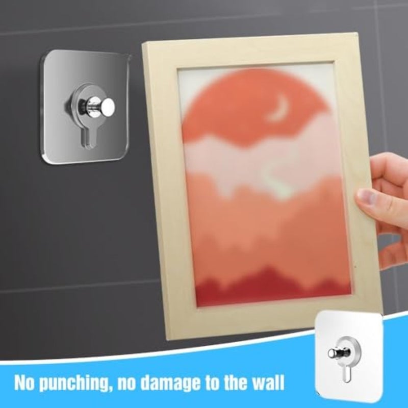 Drill Free Adhesive Hooks, 2024 New Reusable Adhesive Wall Mount Screw Hooks, Picture Hangers Without Nails, Nail Free Wall Hangers for Wall Mount, Kitchen, Bathroom 20 PCS - Image 2