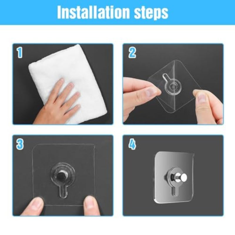 Drill Free Adhesive Hooks, 2024 New Reusable Adhesive Wall Mount Screw Hooks, Picture Hangers Without Nails, Nail Free Wall Hangers for Wall Mount, Kitchen, Bathroom 20 PCS - Image 4