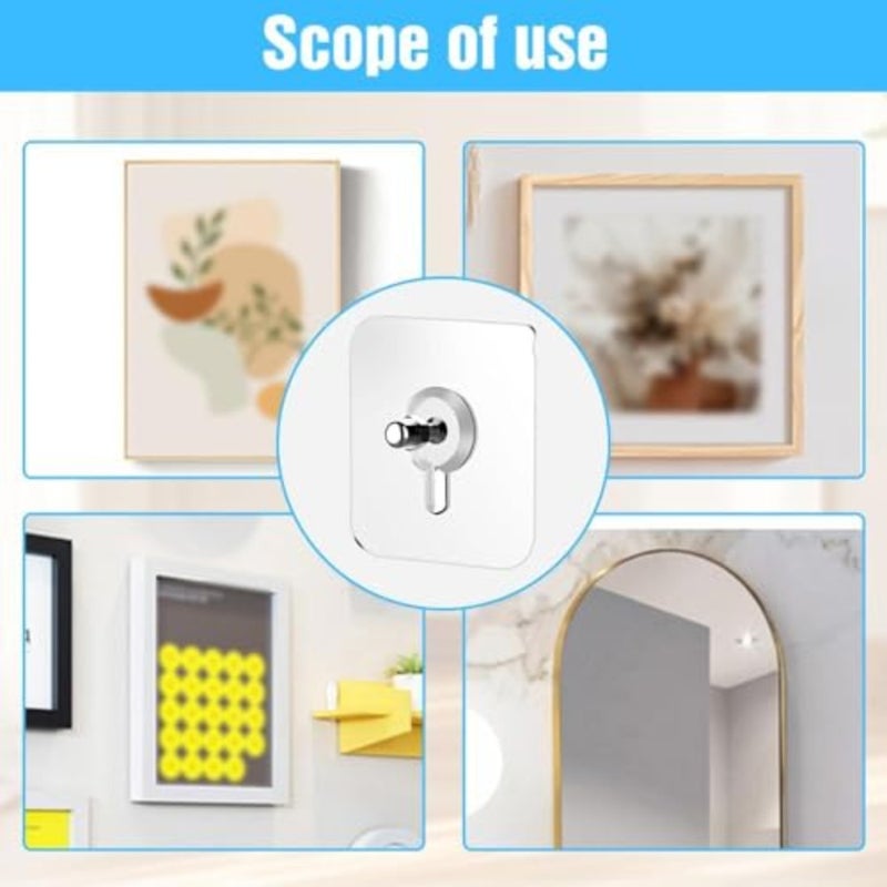 Drill Free Adhesive Hooks, 2024 New Reusable Adhesive Wall Mount Screw Hooks, Picture Hangers Without Nails, Nail Free Wall Hangers for Wall Mount, Kitchen, Bathroom 20 PCS - Image 3