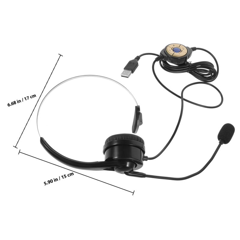 Single Ear USB Computer Headset with Microphone for Call Center Online Meetings Customer Service Black - Image 3
