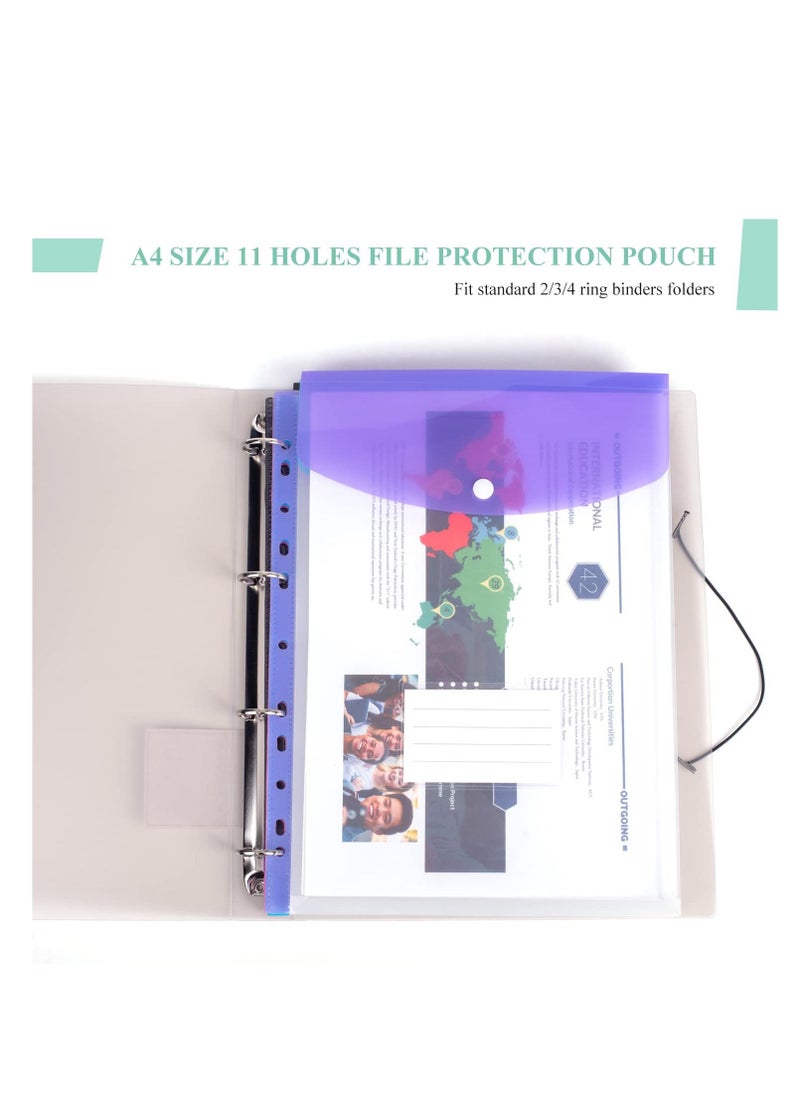SYOSI - 12PCS Expandable A4 Plastic Wallets Folders Document Files Popper  Wallets with Button Closure and Lable Pocket for Home, Office and School Files, Plastic Wallets A4 Punched Pockets （six colors） - Image 1