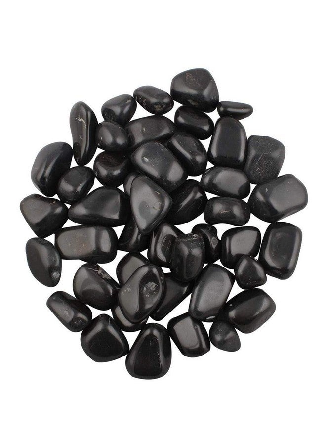Schmick 1 Kg Black Pebbles Stones for Plants Pots, Fish Tank Aquarium, Decoration, Garden, Table and Home Decor, Vase Fillers (1 Kg, Black Stone) - Image 1