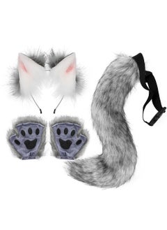 Generic Halloween Fox Ears Tail Set Cosplay Gloves White  - Image 2