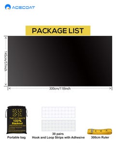 ACECOAT Portable Blackout Shades 300x145 cm (118" x 57") 100% Blackout Material Temporary Blackout Blinds / Curtains for Baby Nursery, Bedroom, Window, Dorm Room, Office or Travel Use  - Image 4
