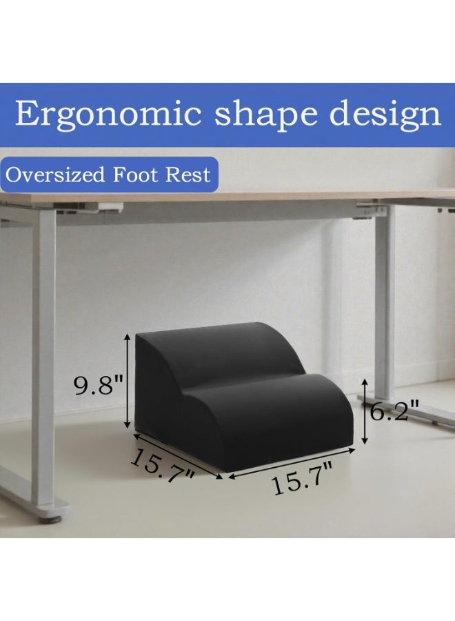 والالا مسند قدم ثلاثي المستويات بتصميم مريح تحت المكتب، وسادة قدم عالية الكثافة وناعمة مع غطاء قابل للغسل، دعم رفع الساقين محمول لمقاعد المكتب، وكراسي الألعاب، والأريكة، والمنزل، والطائرة، والسفر - Image 2