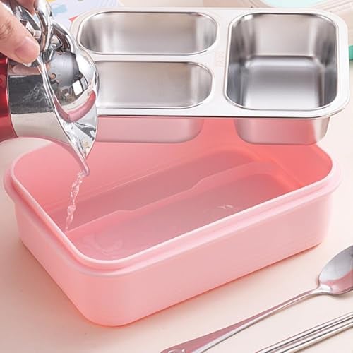 MEDALLIX Stainless Steel Lunch Box | 3-Compartment Bento Box, Leak-Proof & BPA-Free | Eco-Friendly Meal Prep Container for Adults & Kids | Durable & Portable Tiffin Box (Green), 850 milliliters - Image 5