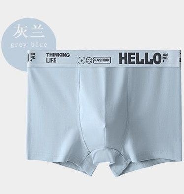 Mens Cotton Boxer Briefs Breathable Large Size Gray Blue  - Image 1