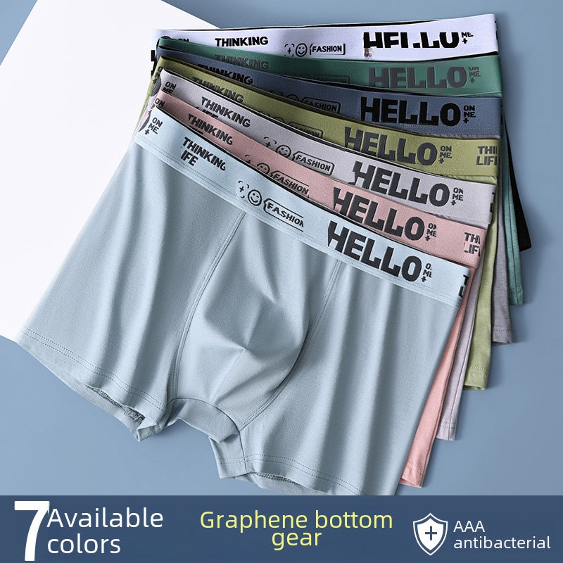 Mens Cotton Boxer Briefs Breathable Large Size Gray Blue  - Image 5