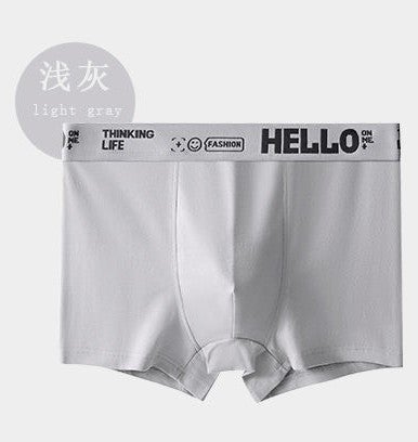 Mens Cotton Boxer Briefs Breathable Large Size Gray Blue  - Image 3