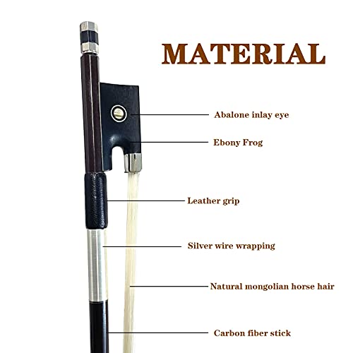LIEKE Carbon Fiber Violin Bow 4/4 full size lightweight Fiddle Bow (4/4 size, Coffee) - Image 3
