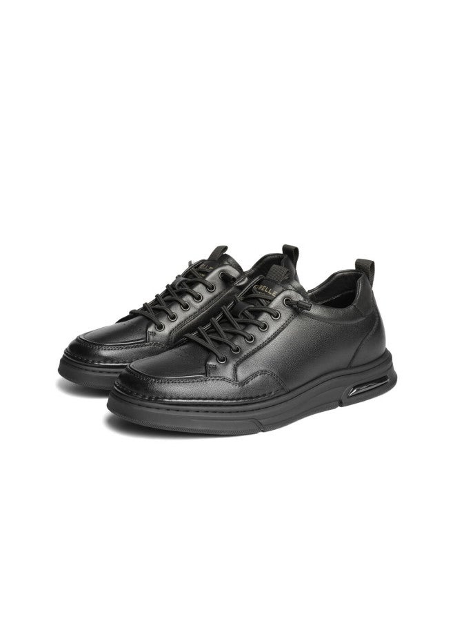 Belle Versatile White Sneakers For Men, Size 25, Thick Sole Slip-on Casual Skateboard Shoes, Black With Hidden Height Increase A2009, Size 43 - Image 4