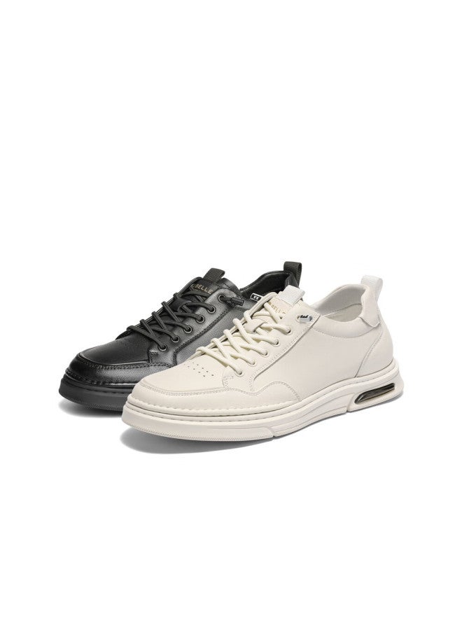 Belle Versatile White Sneakers For Men, Size 25, Thick Sole Slip-on Casual Skateboard Shoes, Black With Hidden Height Increase A2009, Size 43 - Image 3