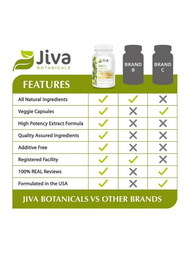 Jiva BOTANICALS Amla Capsules (Amalaki) Containing Amla Powder Amla Churna Supplement Amla Herbal Supplement Made With Organic Amla Fruit Powder Alternative To Amla Juice 60 Vegan Capsules - Image 4