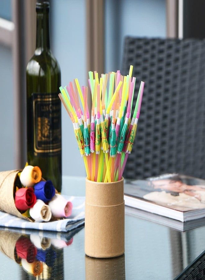 ALINK 100 Pcs Umbrella Drink Straws, Plastic Fancy Cocktail Straws, Tropical Luau Party Straw for Hawaiian/Birthday/Pool Party Decorations - Image 5