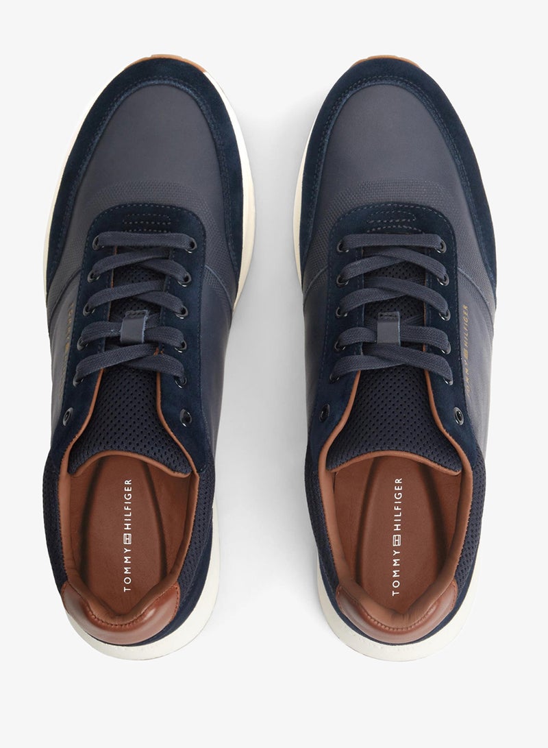 TOMMY HILFIGER Suede Mixed Texture Trainers - Image 4