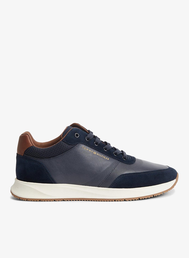 TOMMY HILFIGER Suede Mixed Texture Trainers - Image 1