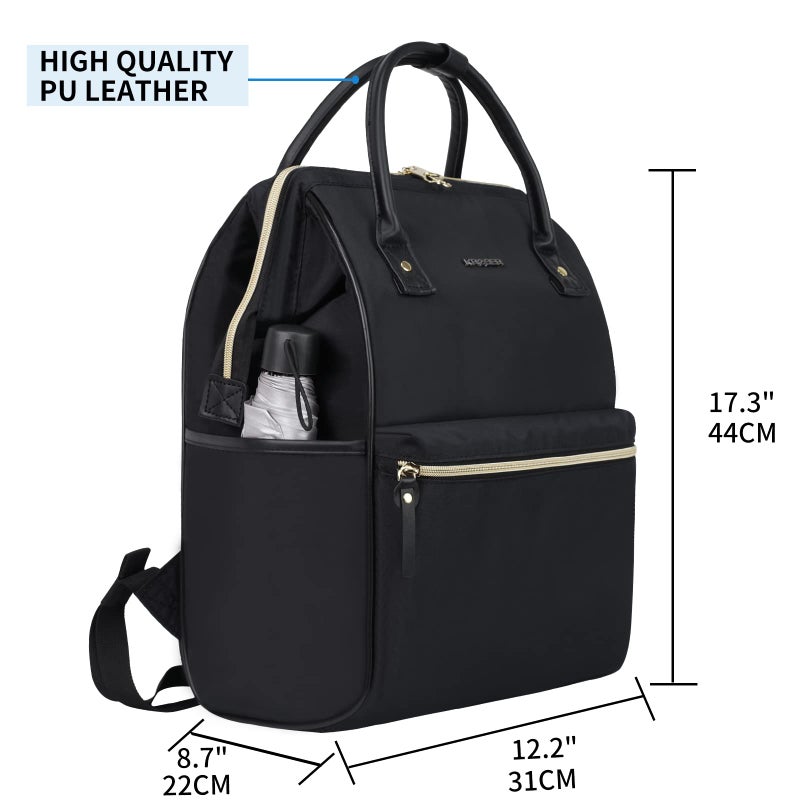 KROSER Laptop Backpack 17" Stylish Backpack Water Repellent College Casual Daypack with USB Port Travel Business Work Bag for Men/Women-Black - Image 4