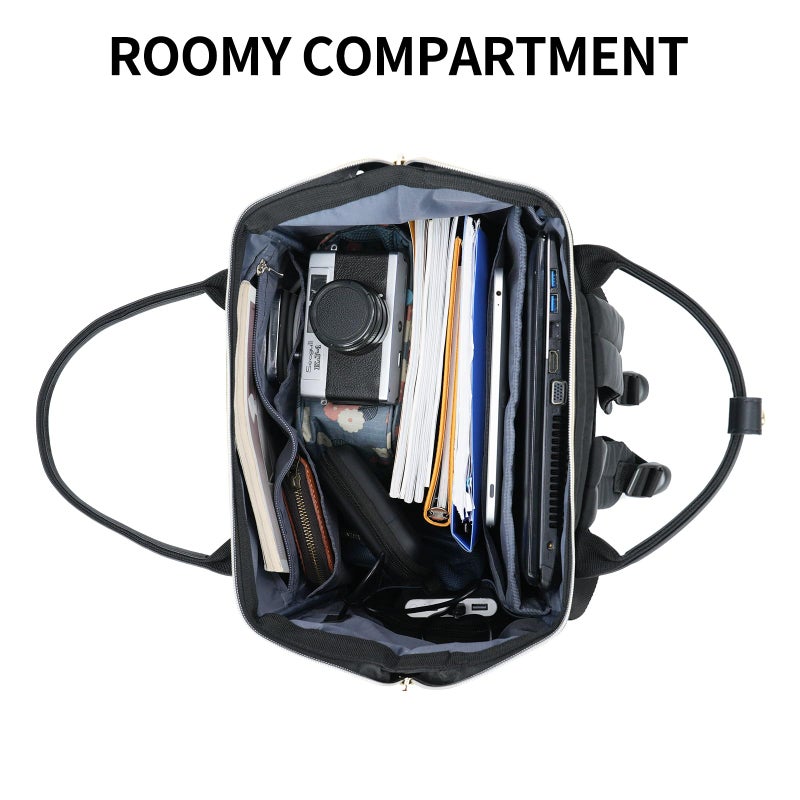 KROSER Laptop Backpack 17" Stylish Backpack Water Repellent College Casual Daypack with USB Port Travel Business Work Bag for Men/Women-Black - Image 3