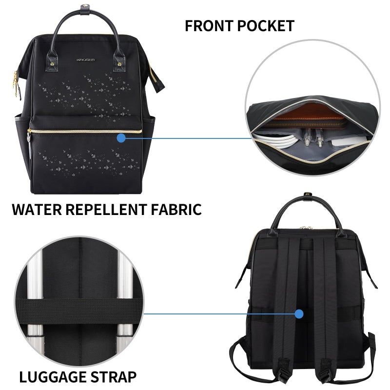 KROSER Laptop Backpack 17" Stylish Backpack Water Repellent College Casual Daypack with USB Port Travel Business Work Bag for Men/Women-Black - Image 5