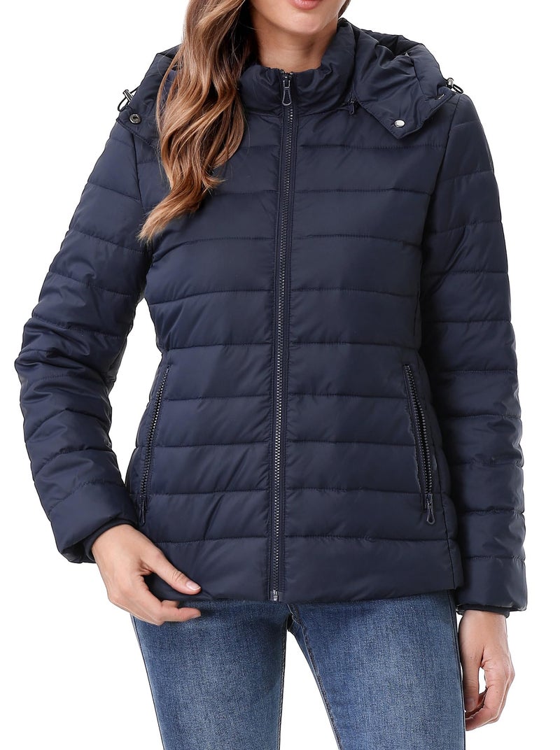 TDYPCI Women's Winter Coat Lightweight Waterproof Puffer Jacket - Quilted Short Down Coat for Women, Ultra Warm Winter Jacket with Hood - Image 2