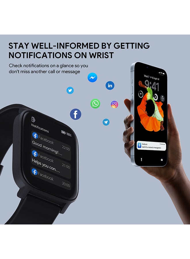 Aukey Smartwatch with Calling Function, 1.4-inch TFT LCD display, IP68 Waterproof, 12 Days Battery Life Fitness Tracker with Sport & Health tracking & Customise faces SW-1S Black - Image 5