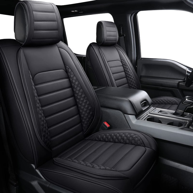 YIERTAI Seat Covers Fit 20092025 Ford F150 and 20172025 F250 F350 F450 Limited SuperCrew Super Duty Pickup Waterproof Faux Leather Cushion Protectors 5 PCS Full SetBlack