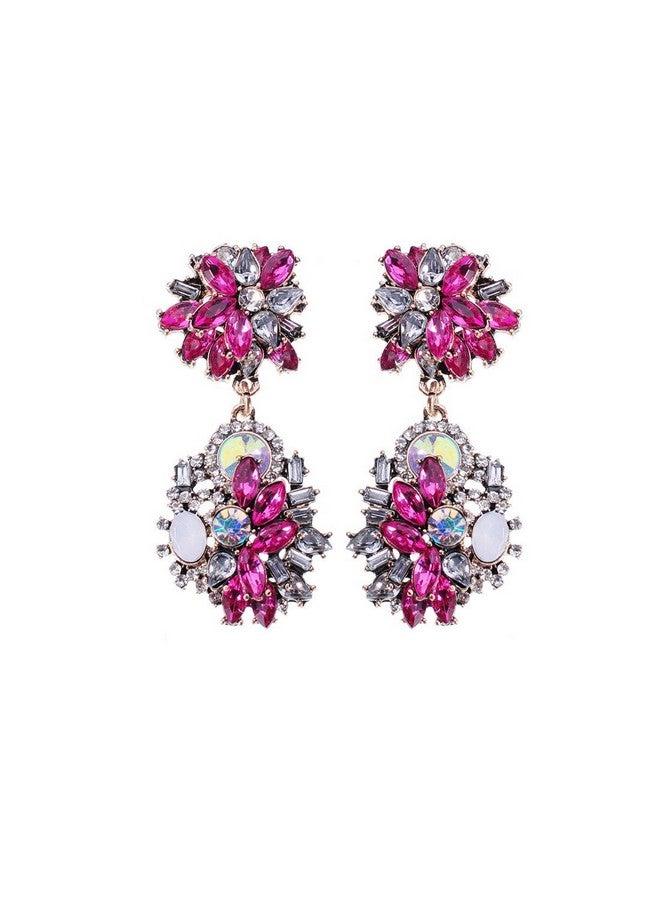 Jerollin Vintage Crystal Rhinestone Statement Choker Bib Statement Necklace Earring Fashion Costume Jewelry Set For Women Rose - Image 5