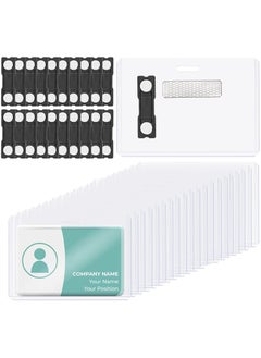 KASTWAVE Clear Vinyl Magnetic Badge Holder 3”x2” Horizontal ID Card Name Tag Waterproof Magnet Name Tags Clear Name Badge Magnets Holder Reusable Waterproof for Teachers Doctors Nurses (25 Pack)  - Image 1
