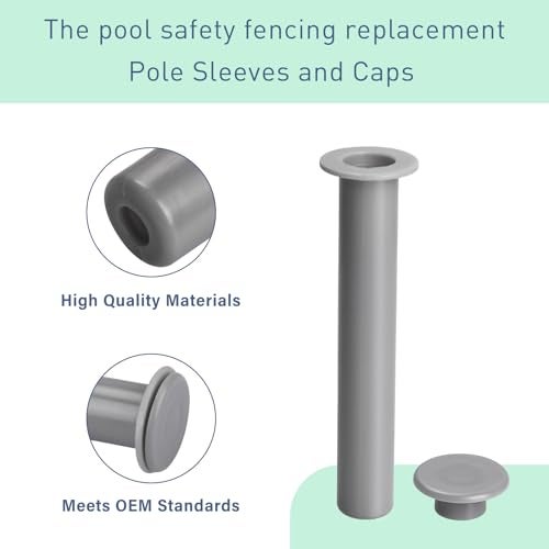 ArrogantF 10 Pack Gray Sleeve and Cap Set for Pool Fence DIY Safety Fence Poles,178-G5 Life Saver Pool Fence DIY- 5/8'' Base Diameter and 4'' Height,Can Be Used with Concrete, Pavers, Deck, Ground - Image 4