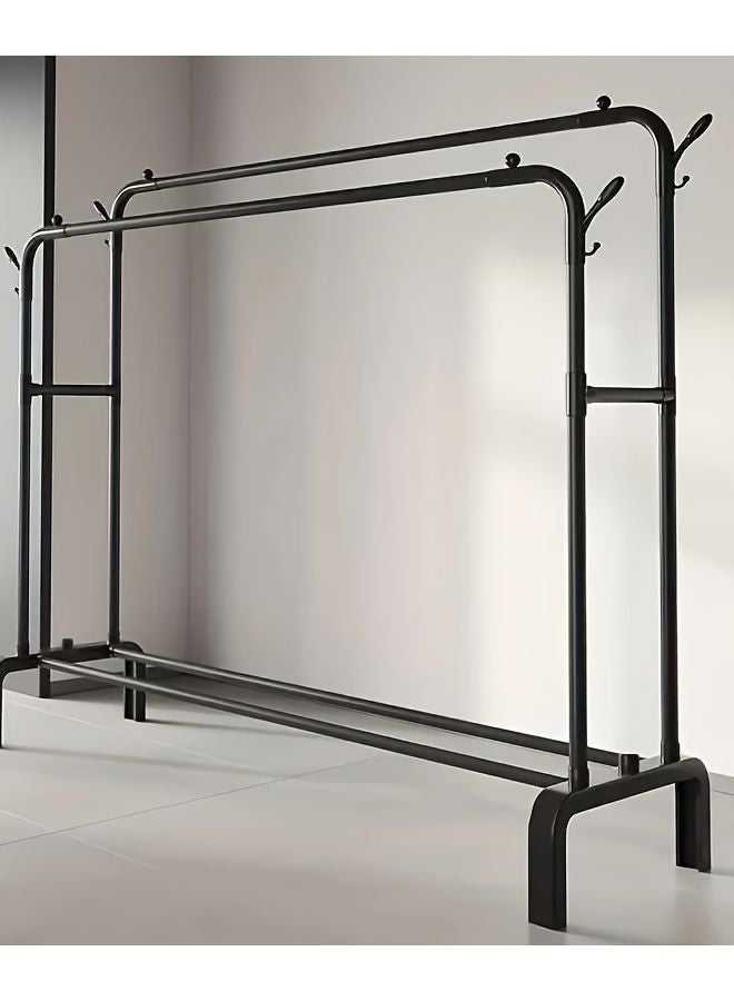 بلاك D120H رف تجفيف ملابس ثقيل ذو صف مزدوج وأخدود جانبي مع رف للأحذية - Image 1