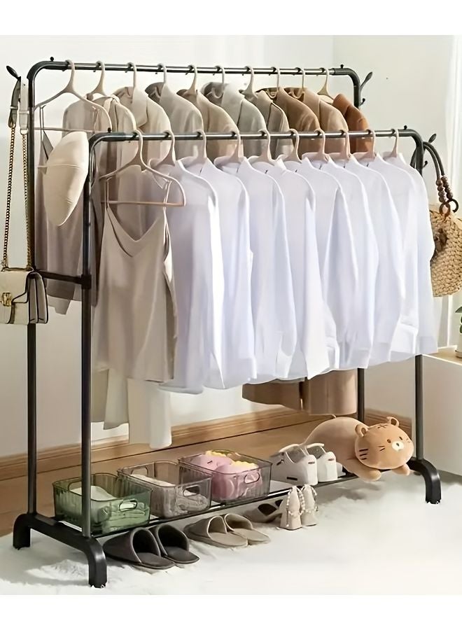 بلاك D120H رف تجفيف ملابس ثقيل ذو صف مزدوج وأخدود جانبي مع رف للأحذية - Image 3