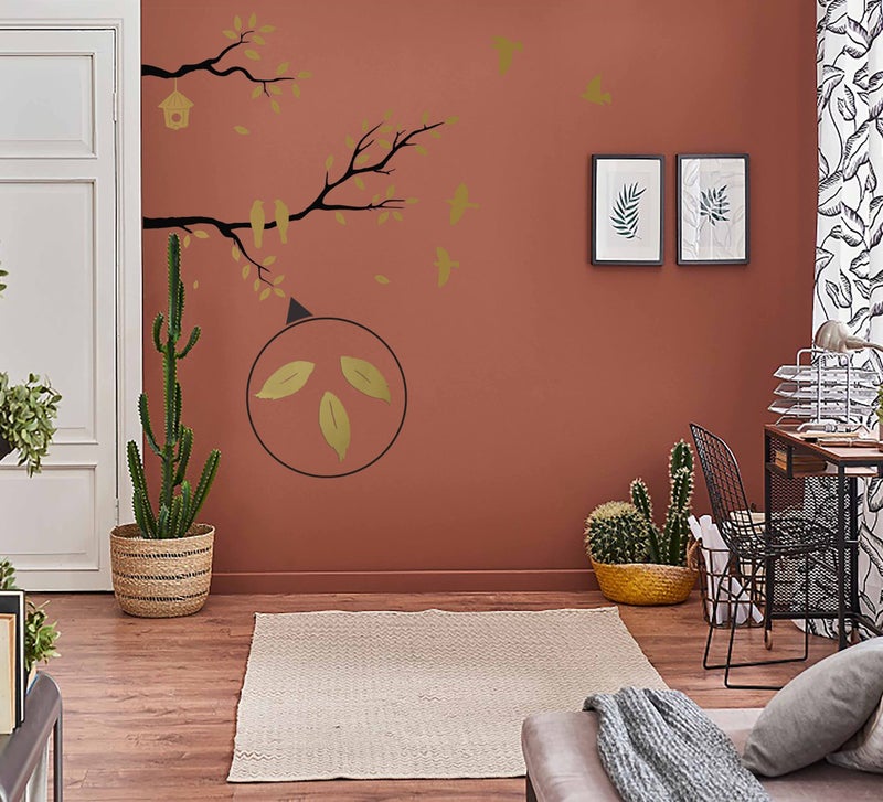 WallDesign Petal Burst Wall Sticker - Copper Flowers Nature Branch - Home Decor for Living Room, Kids, Bedroom - Metallic Painted Look Self-Adhesive, 25x2030 mm - Image 3