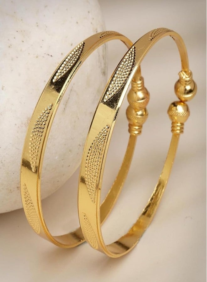Gugzy One Gram Gold Plated Adjustable Trendy set of 2 Kada For Women & Girls| Jewellery for Less| Kada Bangles Bangri|Celebrity Inspired Trendy Bangle Set| For Party Wedding Valentine Evening Daily (Style 1) - Image 1