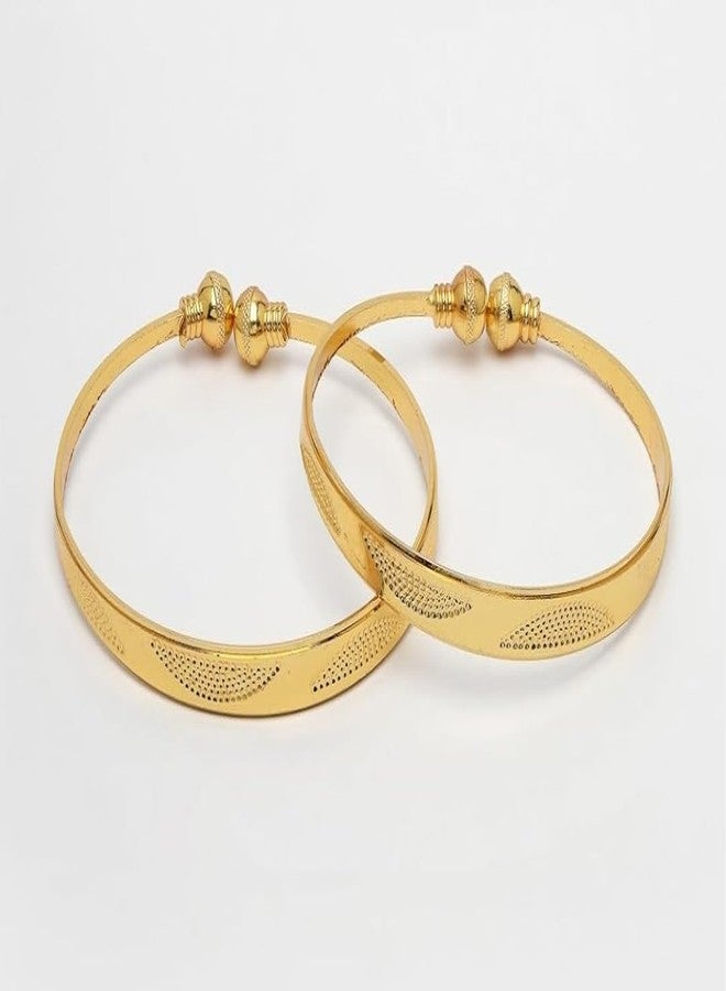 Gugzy One Gram Gold Plated Adjustable Trendy set of 2 Kada For Women & Girls| Jewellery for Less| Kada Bangles Bangri|Celebrity Inspired Trendy Bangle Set| For Party Wedding Valentine Evening Daily (Style 1) - Image 4