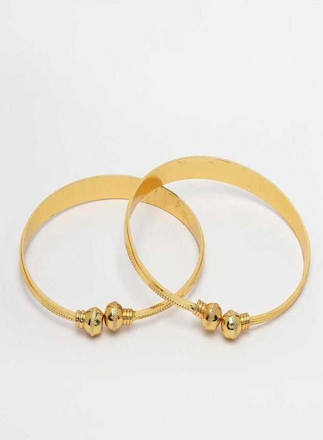 Gugzy One Gram Gold Plated Adjustable Trendy set of 2 Kada For Women & Girls| Jewellery for Less| Kada Bangles Bangri|Celebrity Inspired Trendy Bangle Set| For Party Wedding Valentine Evening Daily (Style 1) - Image 3