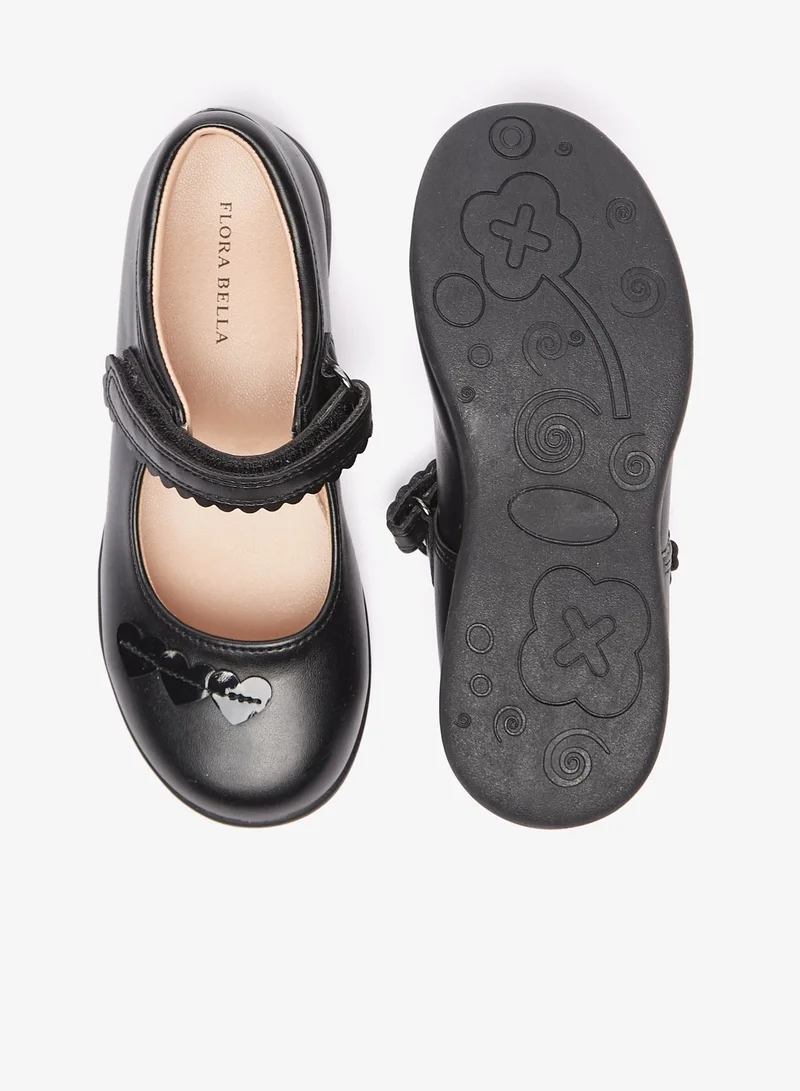 فلورا بيلا من شو إكسبرس Girls Hearts Embellished Mary Jane Shoes with Hook and Loop Closure